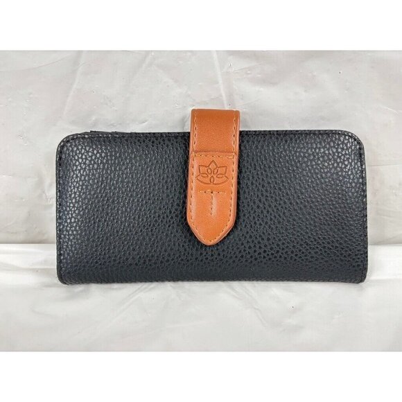 Time and Tru Womens Alexandra Slim Wallet Vinyl Solid Black - Picture 1 of 3